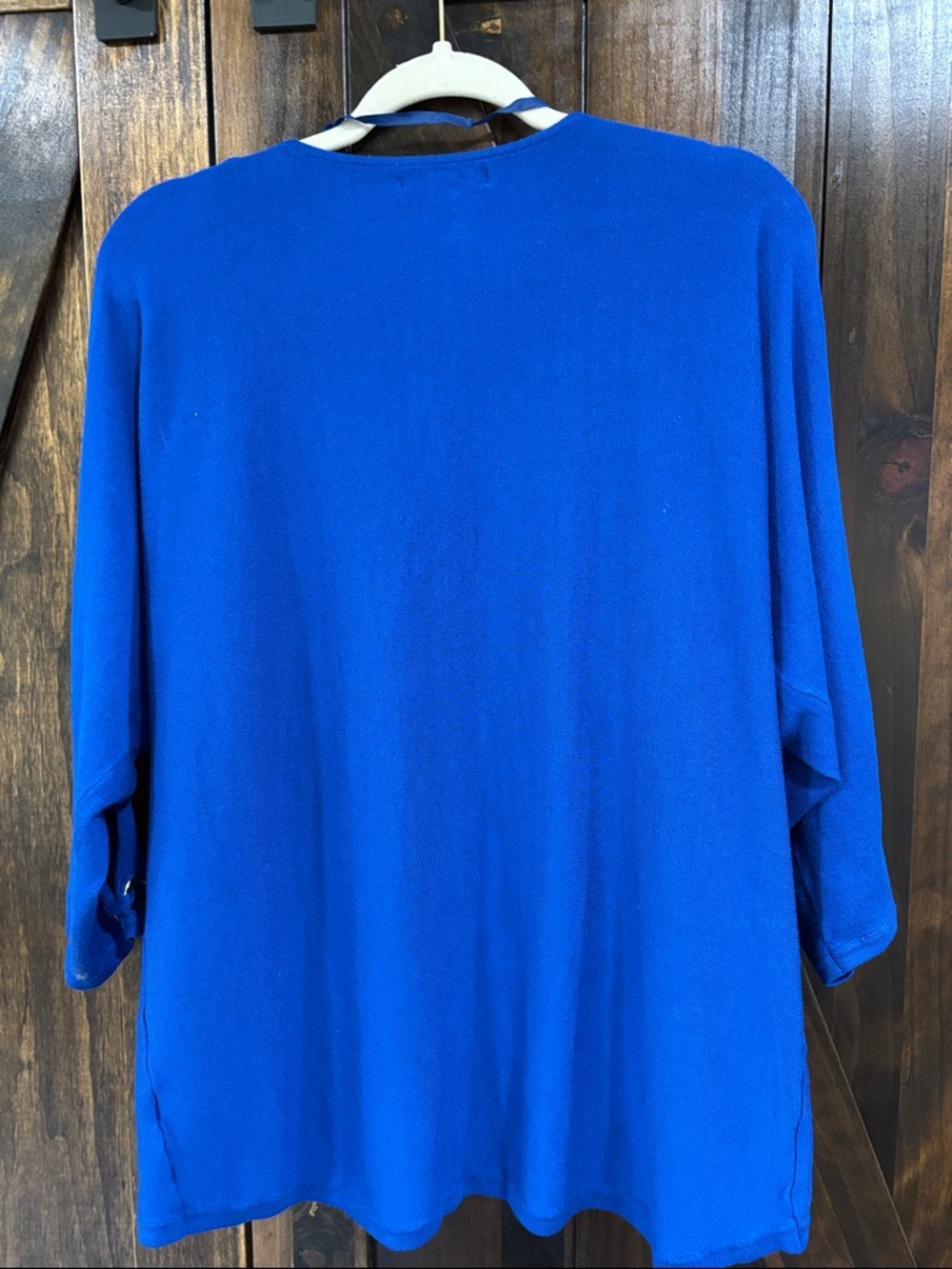 Cable & Gauge Royal Blue Cold Shoulder Top Grommet Detail L - Picture 4 of 5